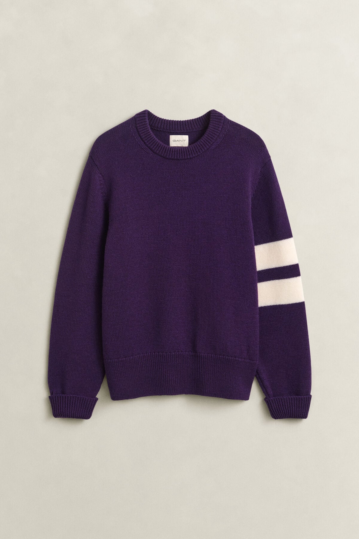 Striped Merino Wool Sweater — PANSY PURPLE
