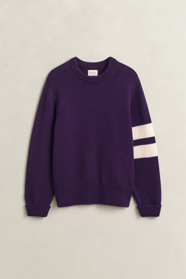 Striped Merino Wool Sweater — PANSY PURPLE