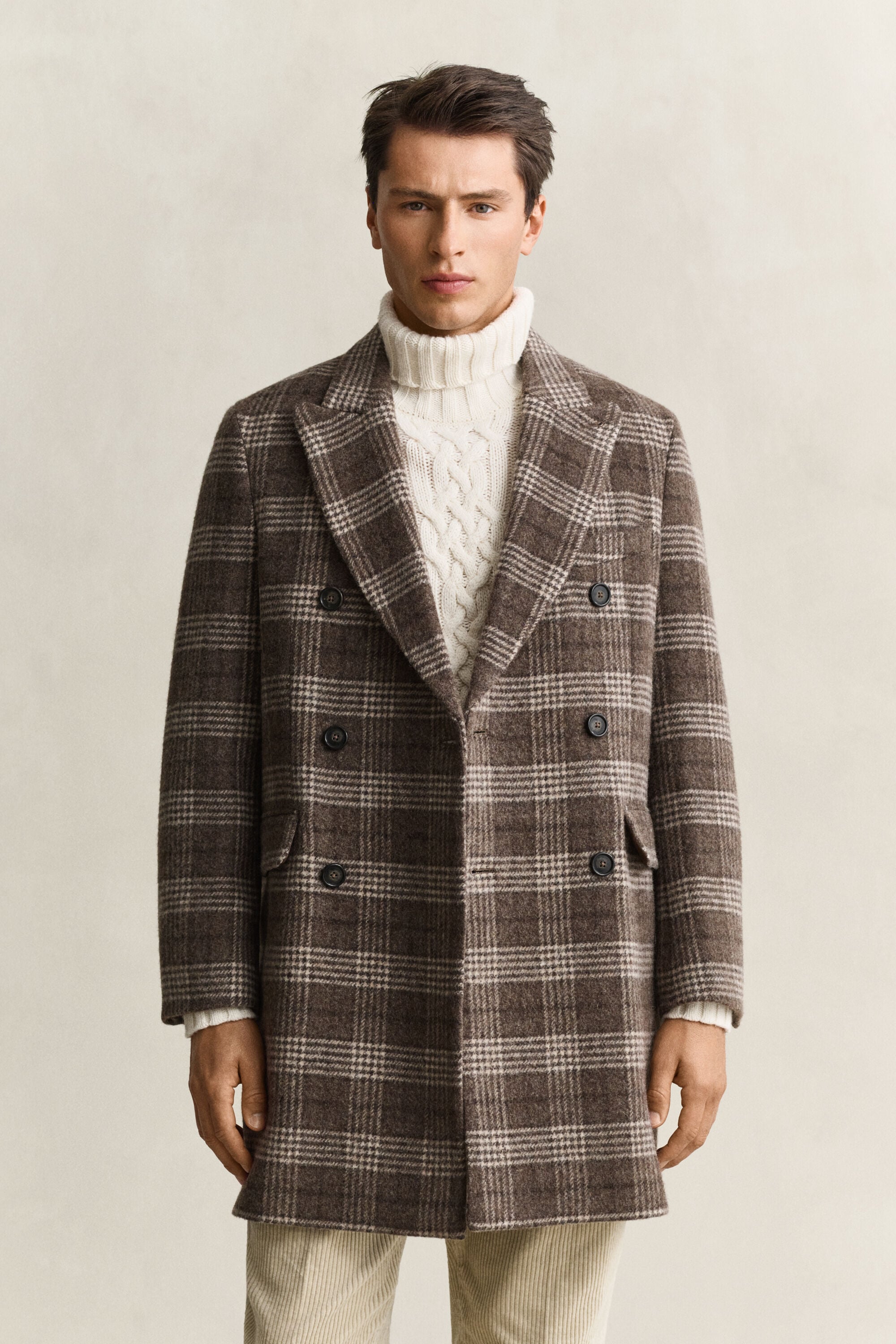 Double Breasted Wool Coat — SHADOW BROWN