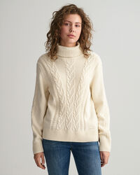 Teen Girls Chunky Cable Polo Sweater
