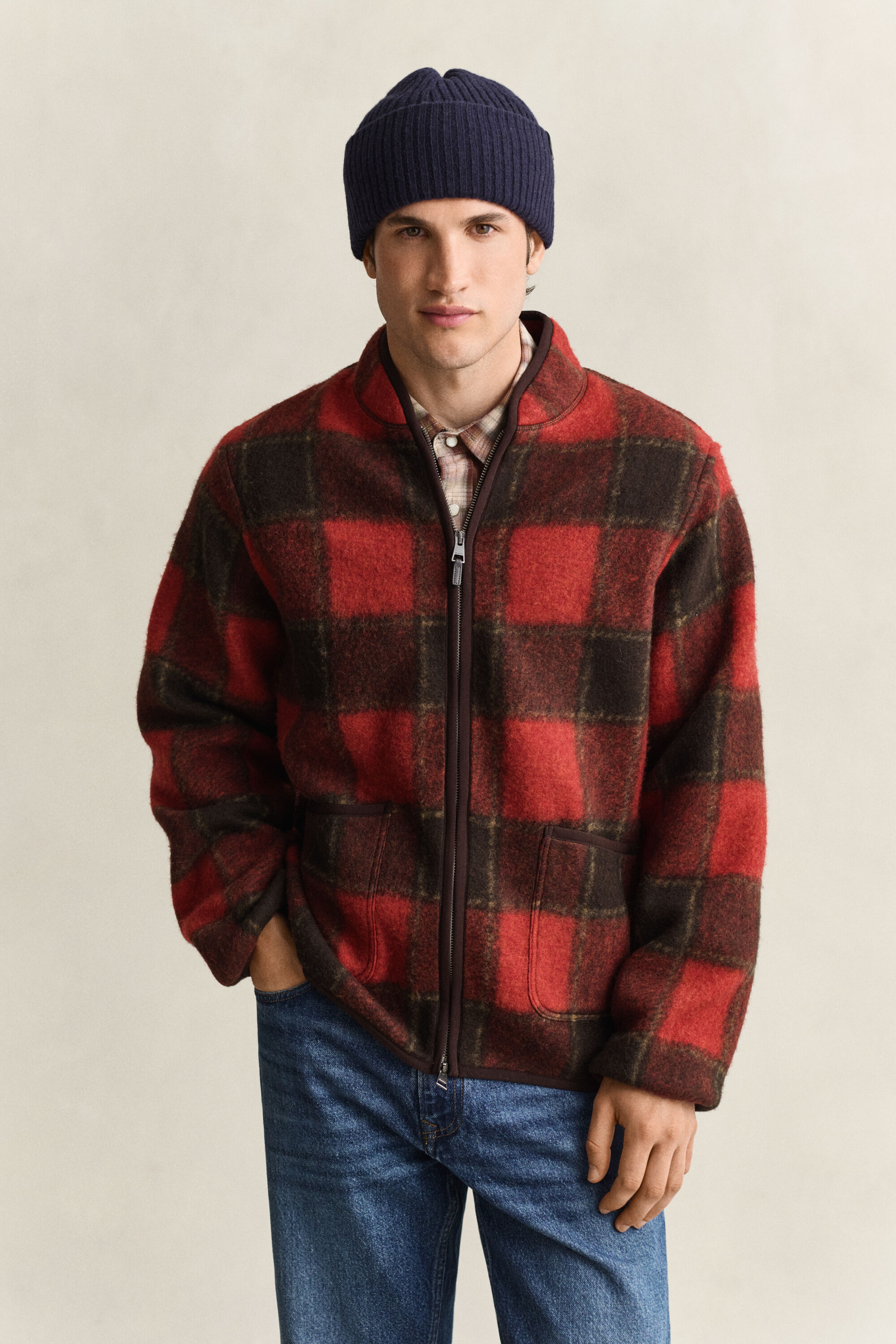 Checked Fleece Jacket