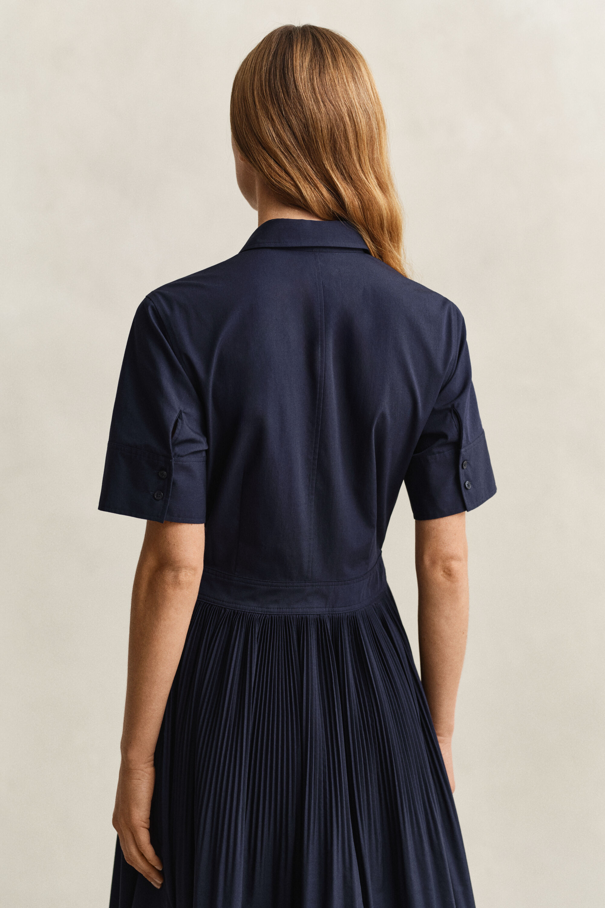 Pleated Cotton Shirt Dress
