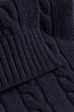 Lambswool Cable Knit Scarf — EVENING BLUE 1