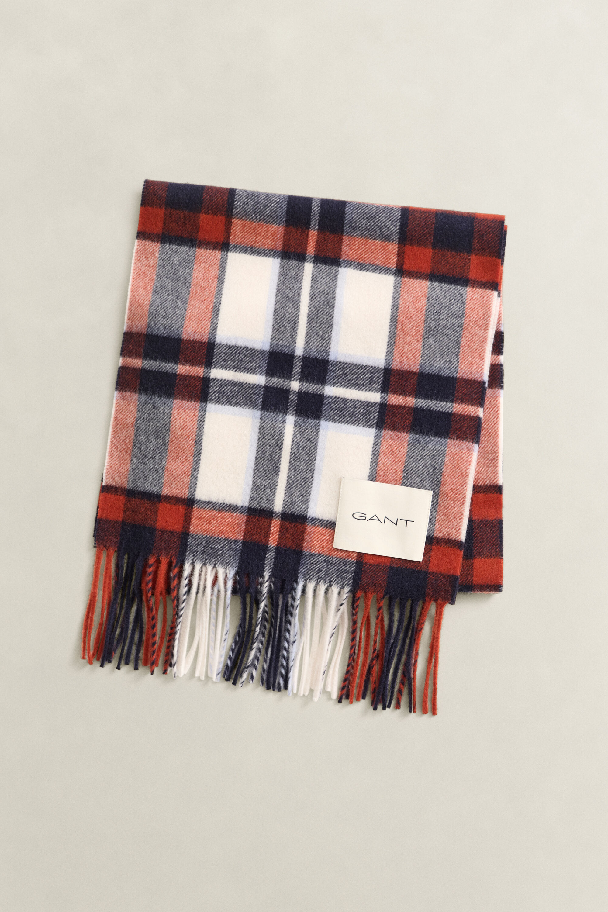 Checked Wool Scarf — CREAM