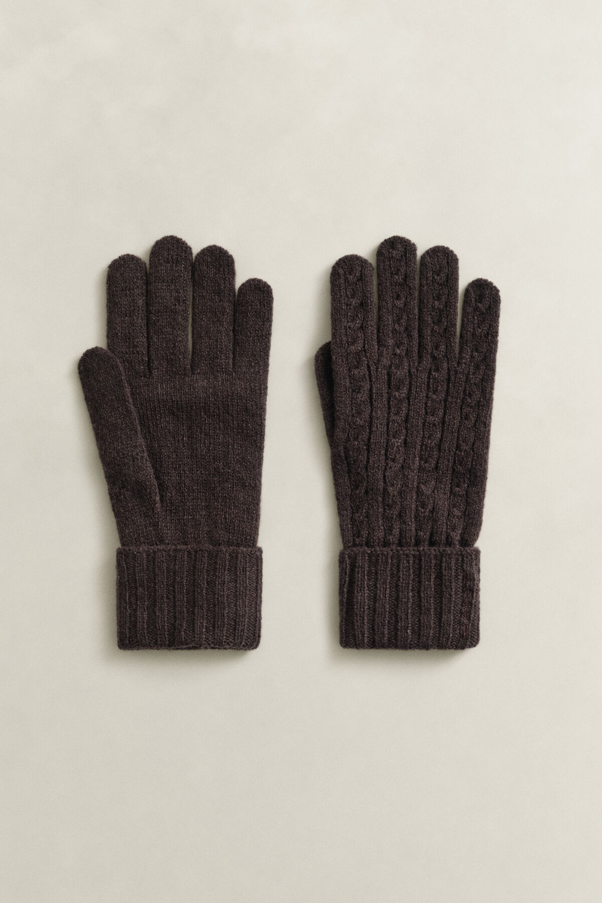 Wool Cable Knit Gloves — DEEP BROWN