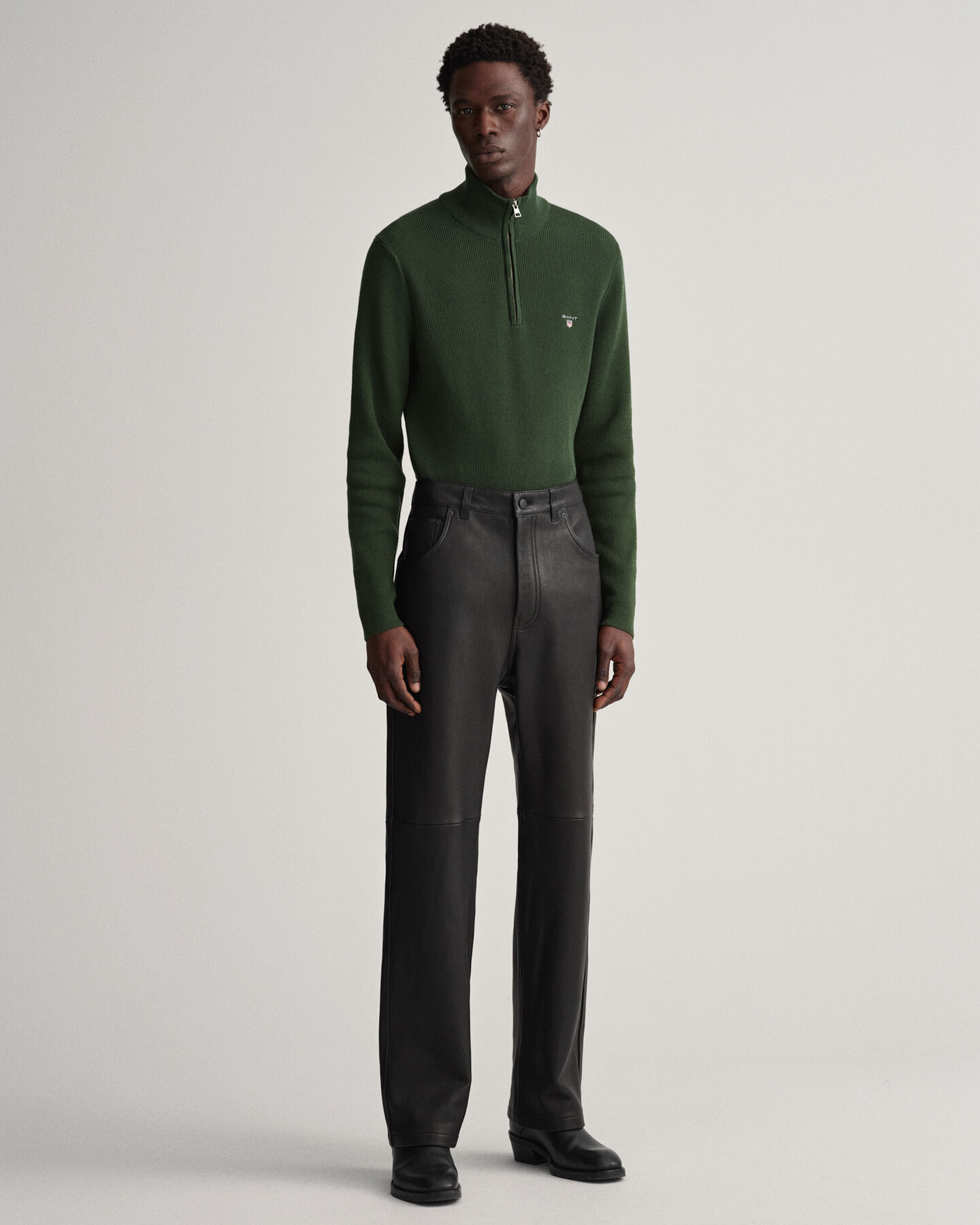 Rib Texture Half-Zip Sweater