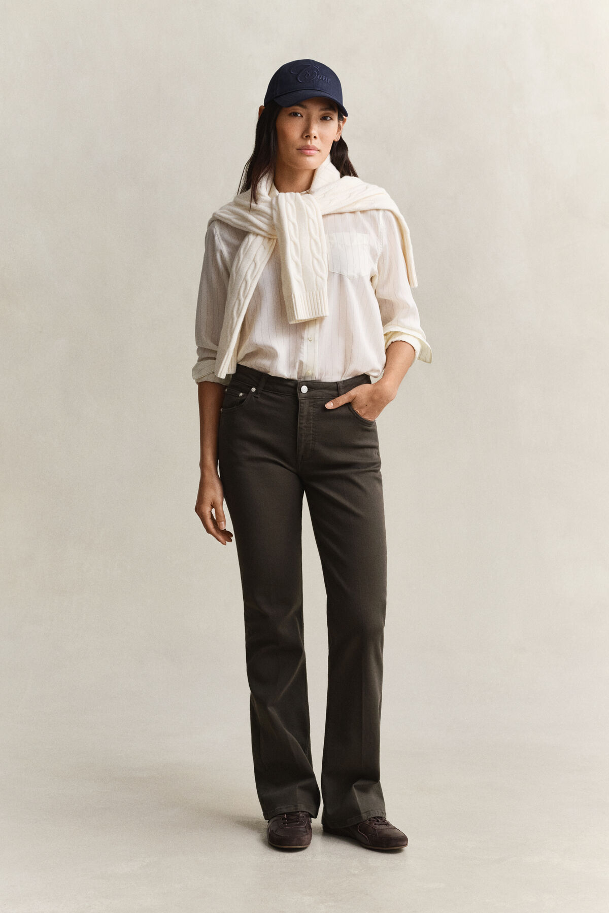 Slim Flared Color Jeans — DARK MOSS GREEN