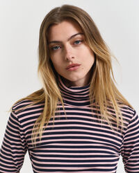 Striped Rib Long Sleeve Turtleneck Top