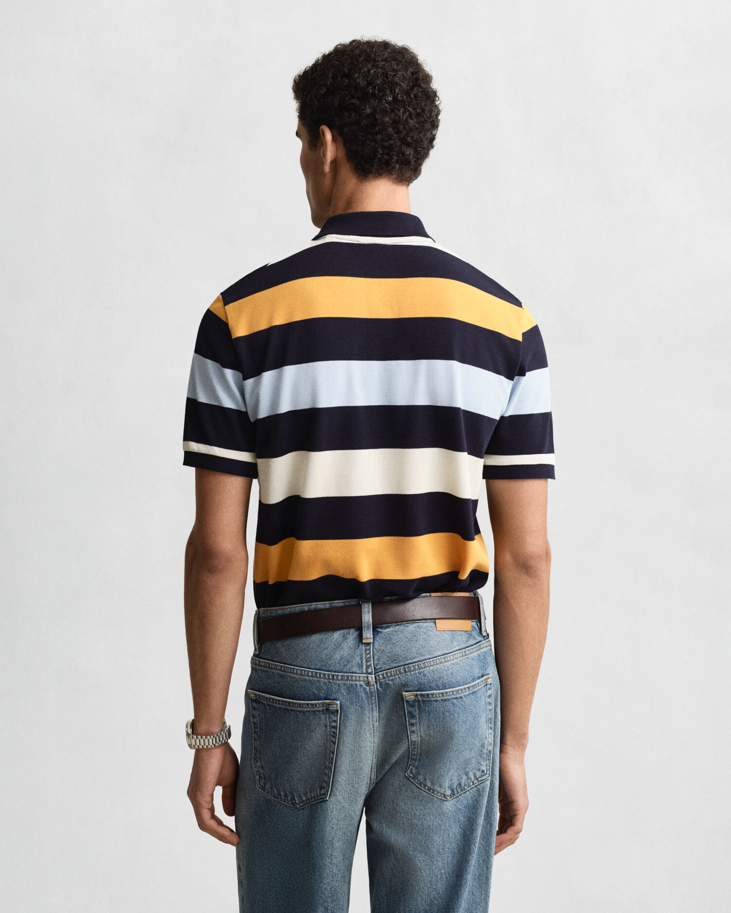 Striped Polo Shirt — EVENING BLUE