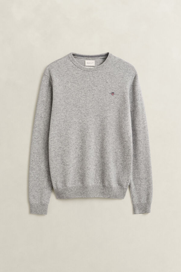 Lambswool Crew Neck Sweater — GREY MELANGE
