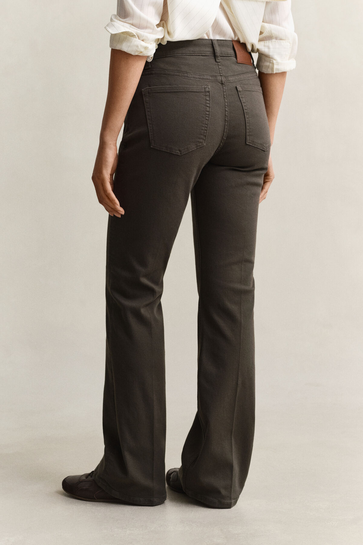 Slim Flared Color Jeans — DARK MOSS GREEN