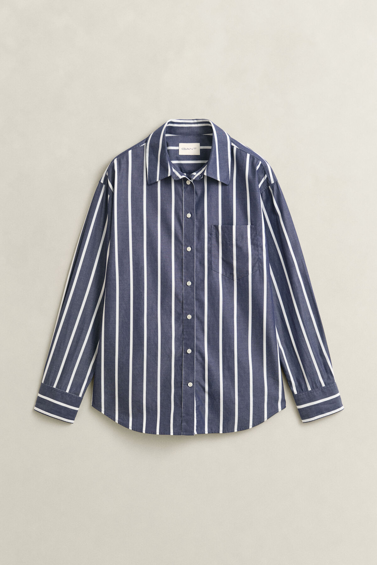 Relaxed Fit Striped Classic Poplin Shirt — EVENING BLUE