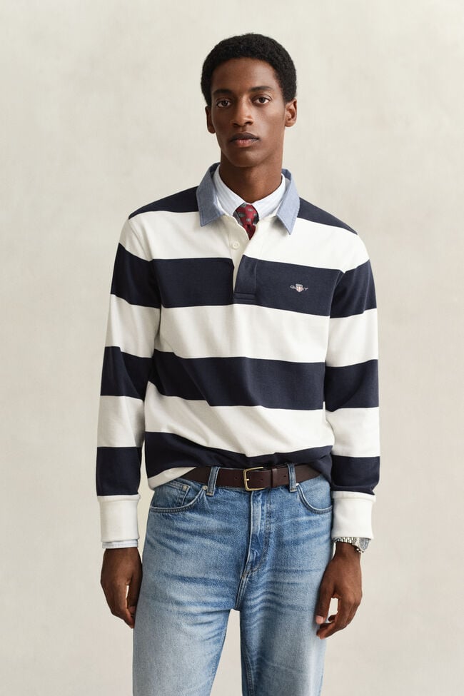 Chambray Collar Striped Heavy Rugger