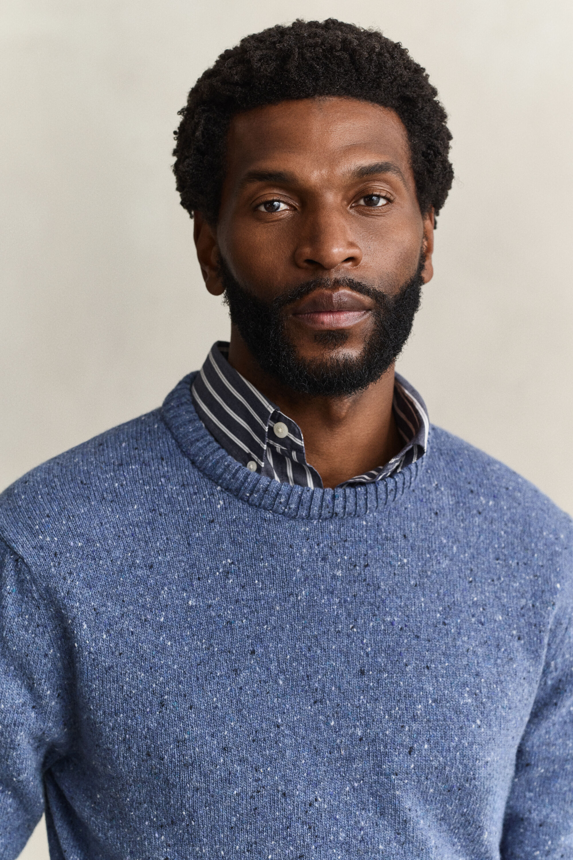 Wool Blend Nepps Crew Neck Sweater
