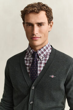 Lambswool V-Neck Cardigan — DARK MOSS GREEN 3