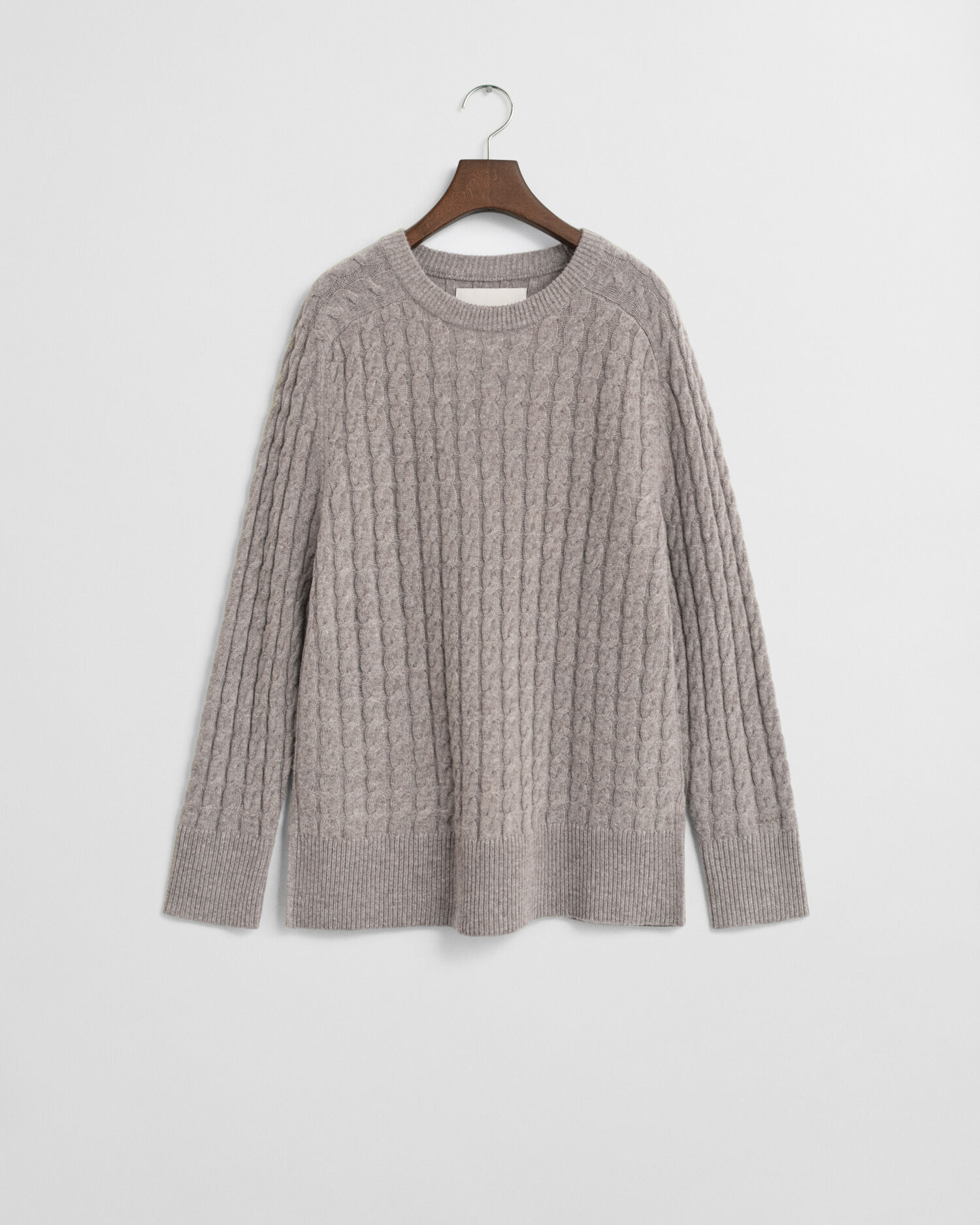 Wool Cable Knit Crew Neck Sweater