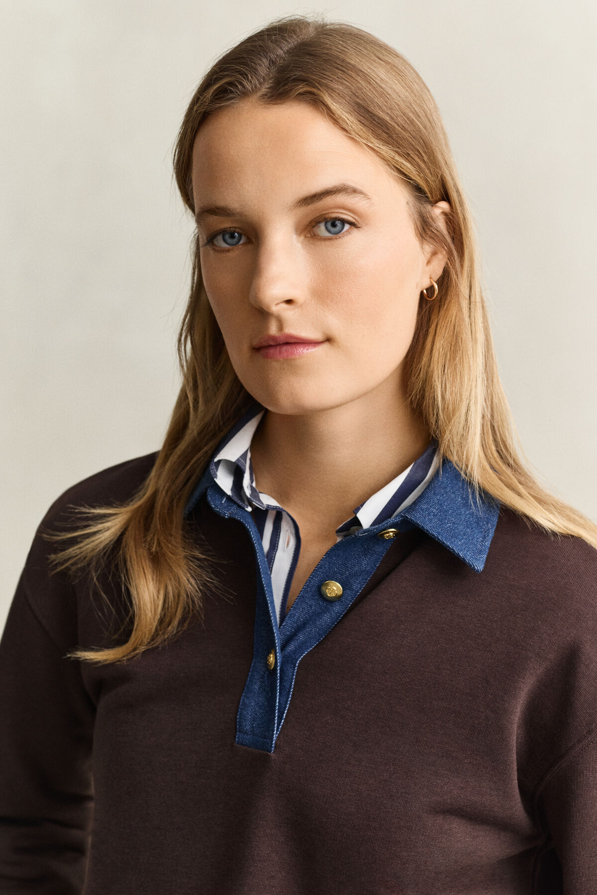 Denim Collared Heavy Rugger — DEEP BROWN
