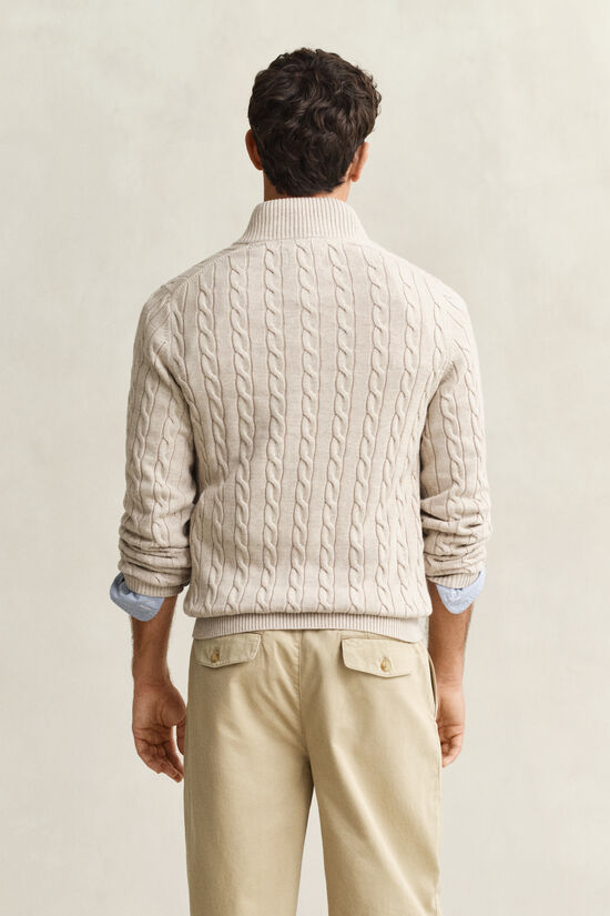 Cotton Cable Knit Half-Zip Sweater
