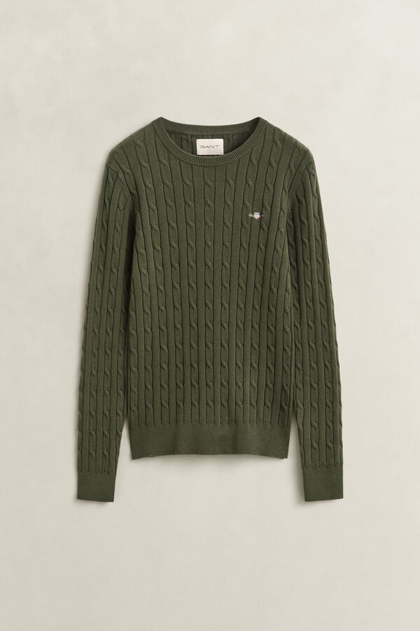 Classic Cable Knit Sweater — MOSSY GREEN