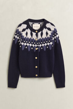 Fair Isle Wool Cardigan — EVENING BLUE 2