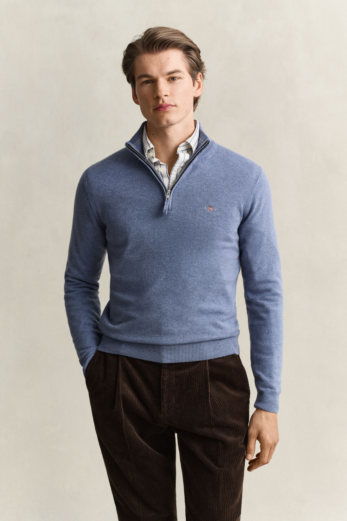 Lambswool Half-Zip Sweater — BLUE HORIZON