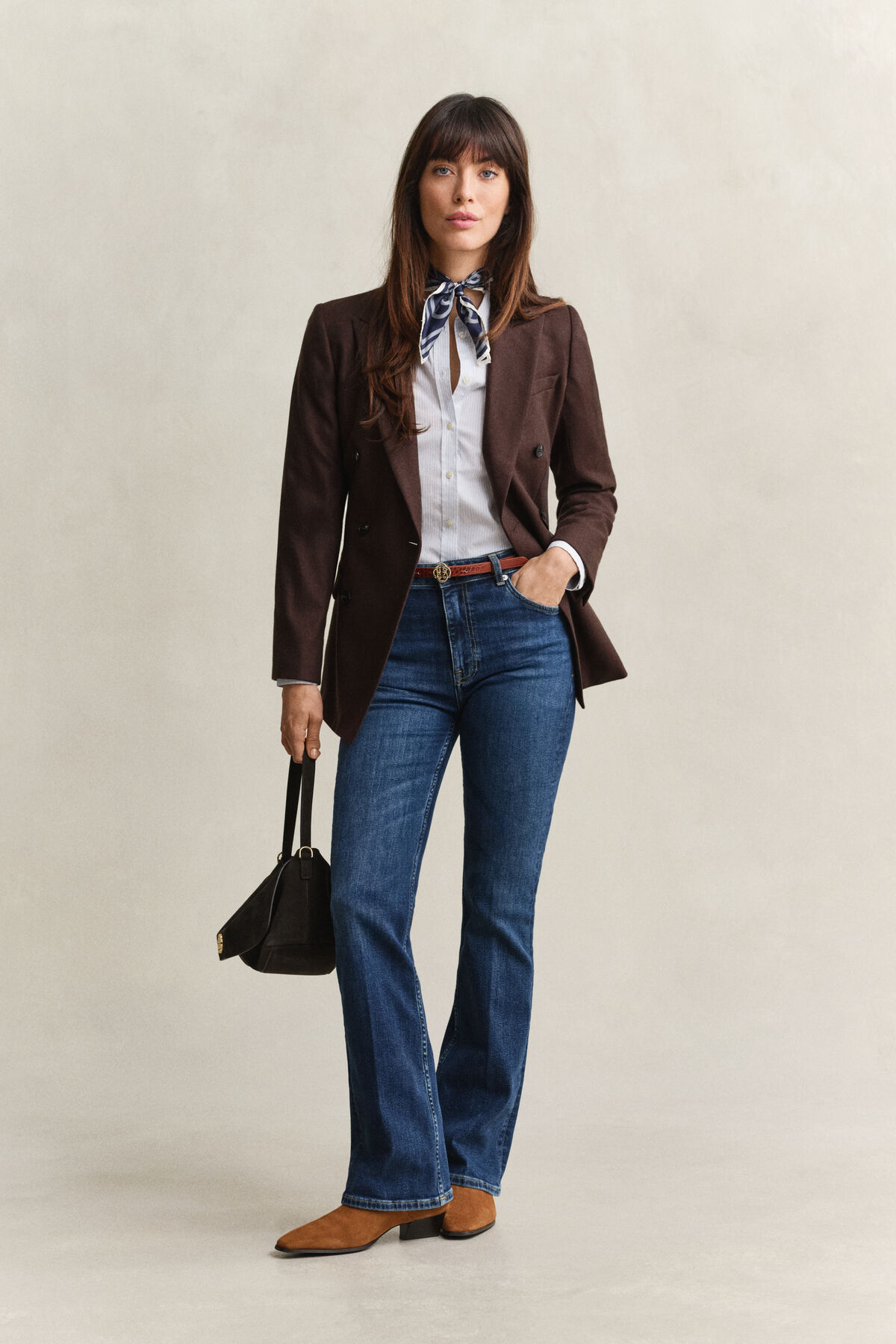 Slim Flared Stretch Jeans — DARK BLUE WORN IN