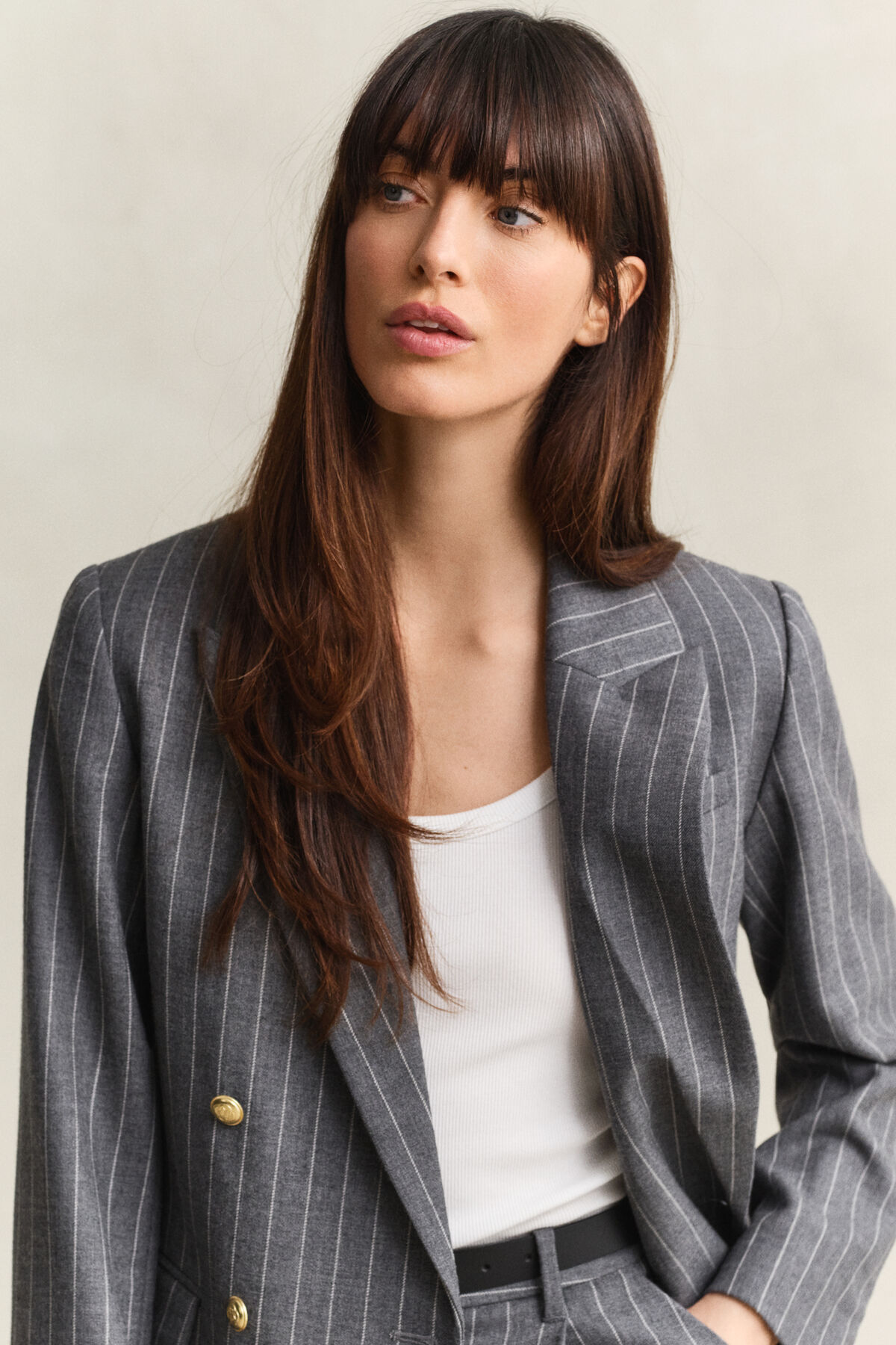Pinstripe Club Blazer — CHARCOAL MELANGE