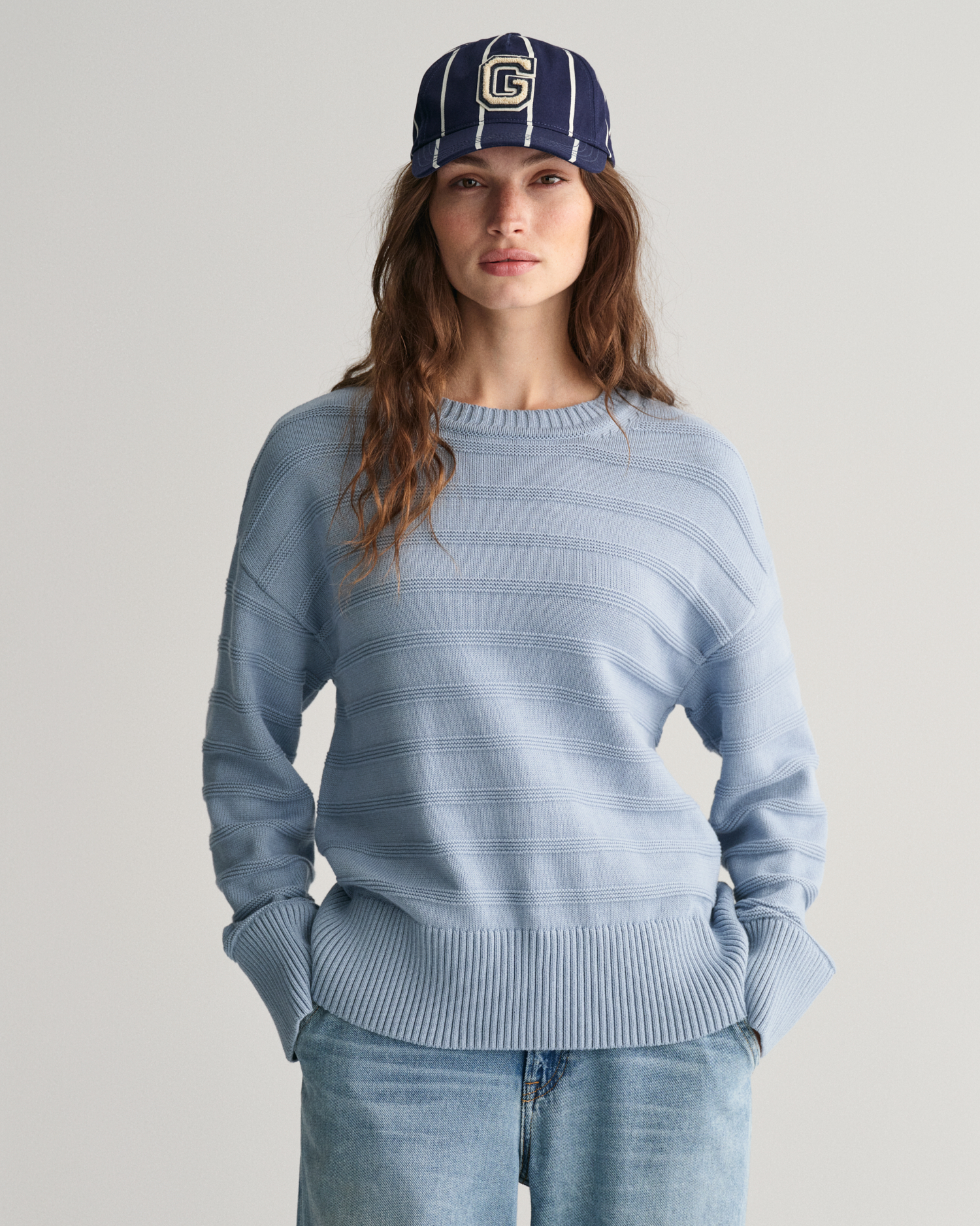 Tonal Striped Cotton Crew Neck Sweater - GANT