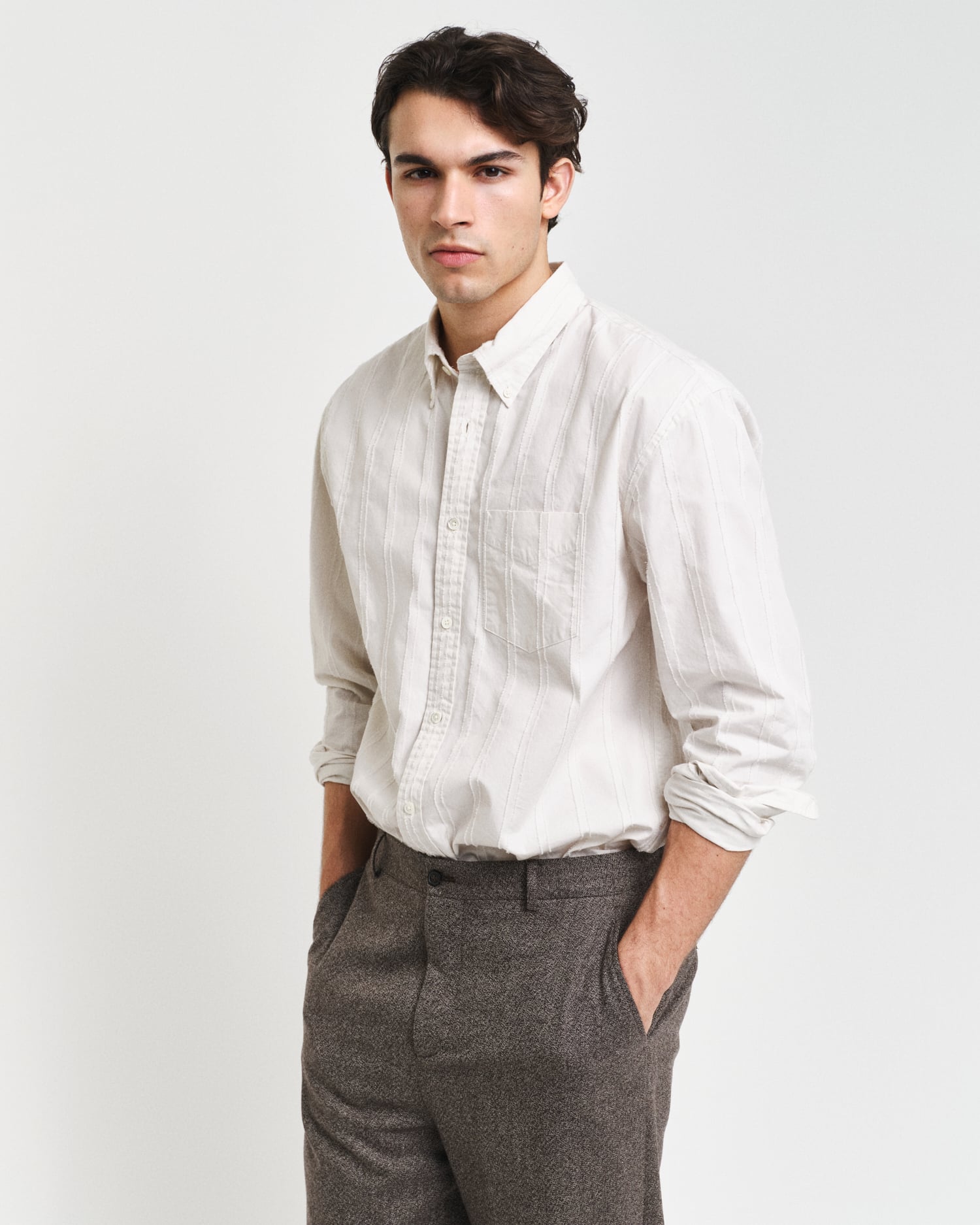 Gant White Fashion Striped Regular Fit Shirt