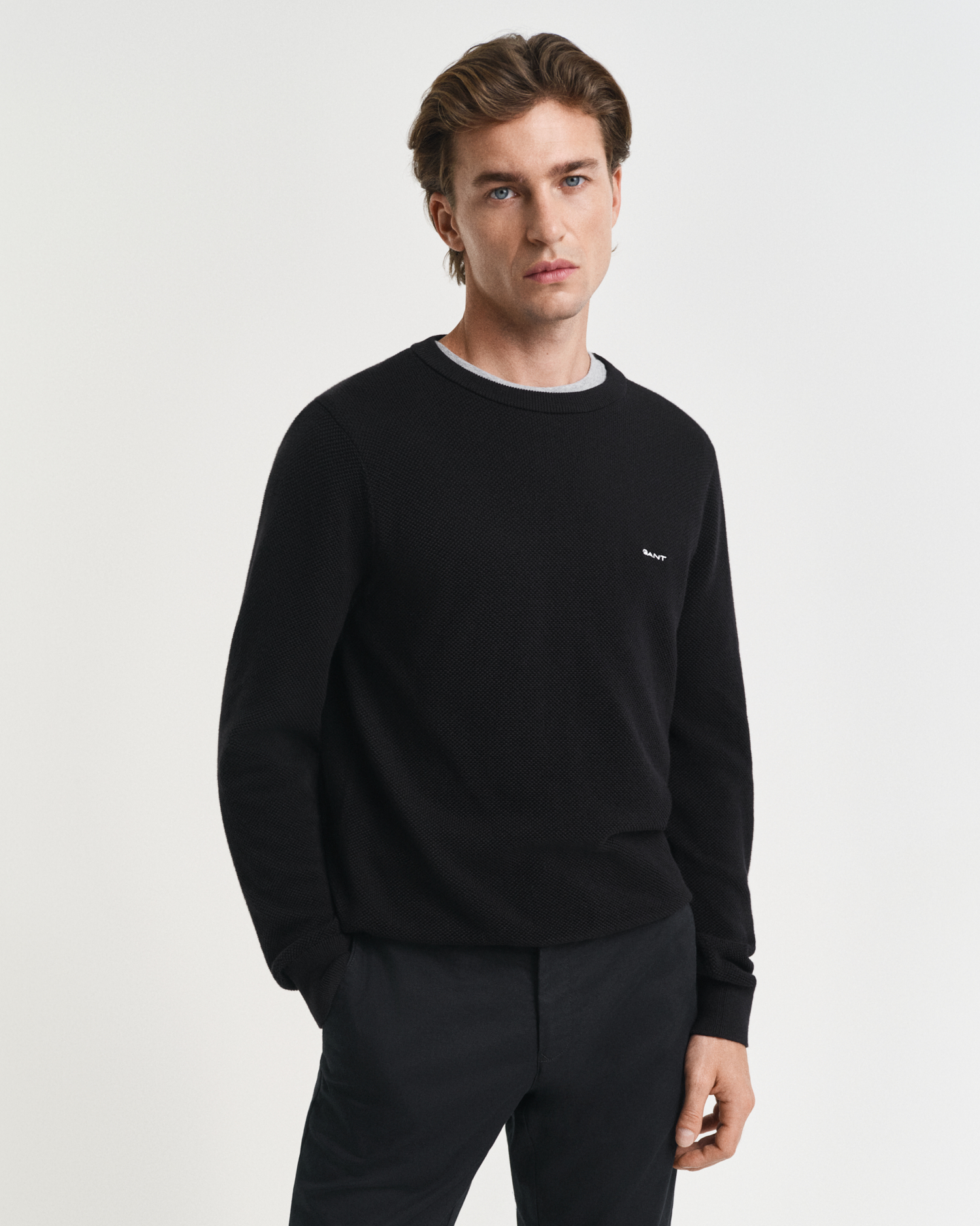 Cotton Piqué Crew Neck Sweater - GANT