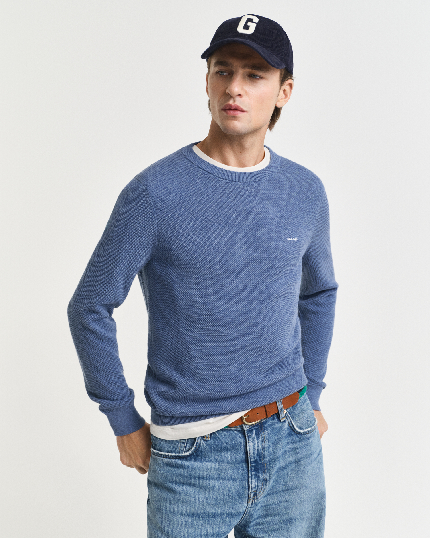 Cotton Piqué Crew Neck Sweater - GANT