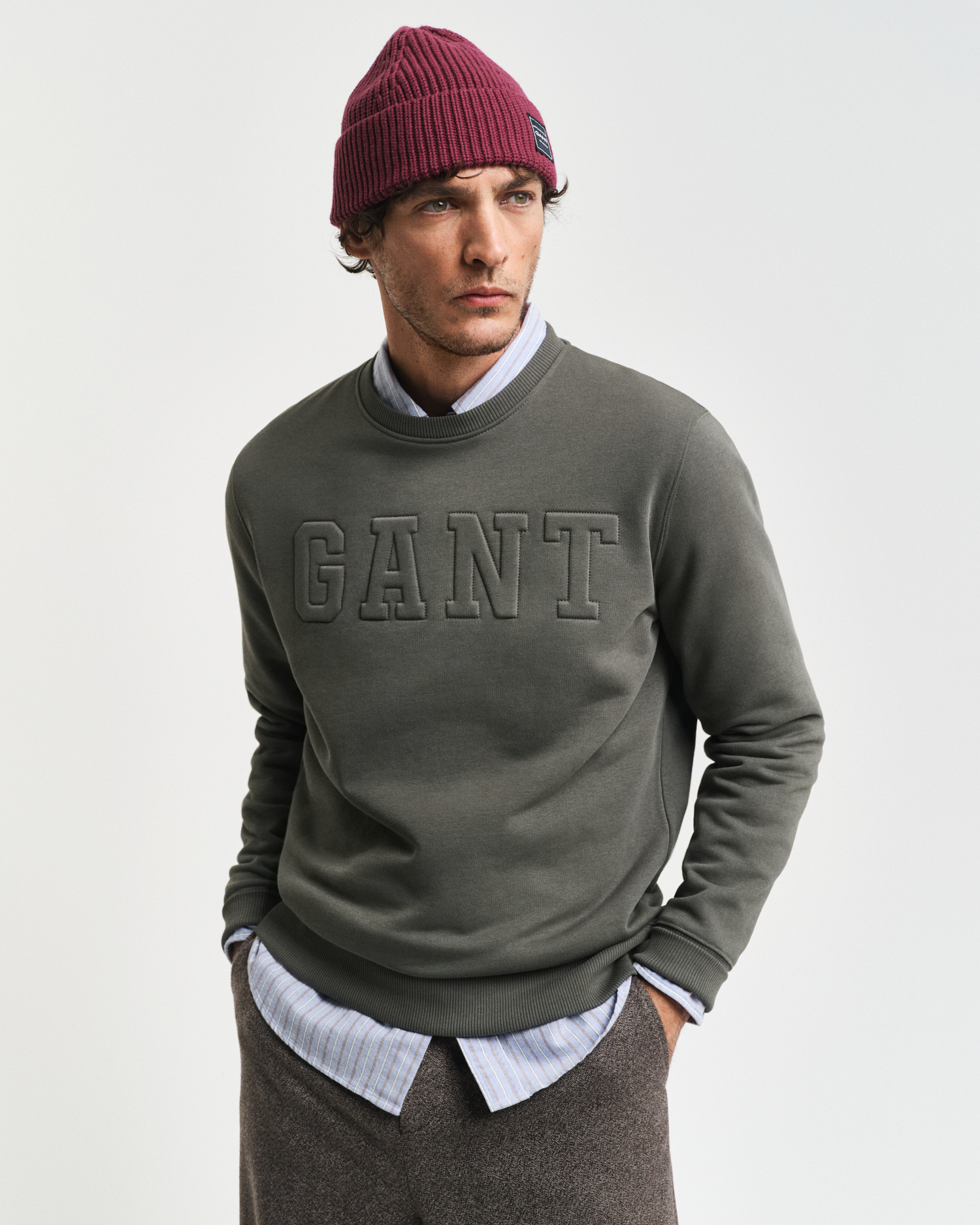 Embossed Crew Neck Sweatshirt - GANT