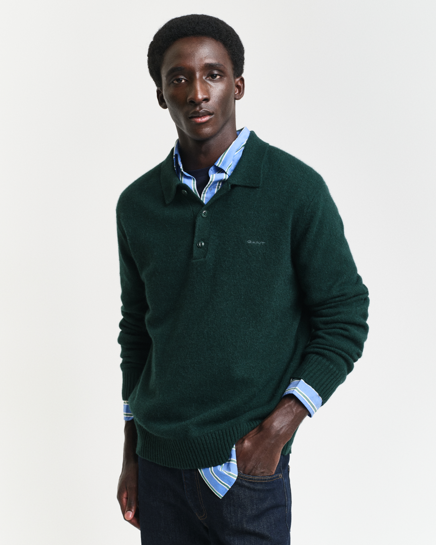 Wool Blend Polo Sweater