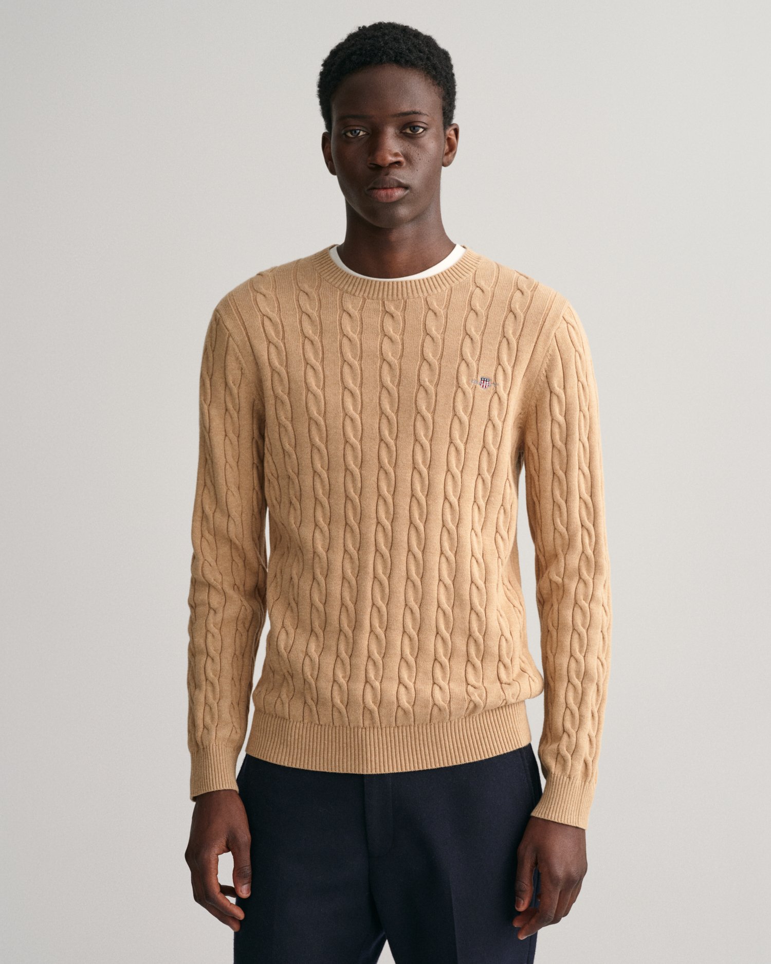 GANT Neck Knit Cable - Crew Cotton Sweater