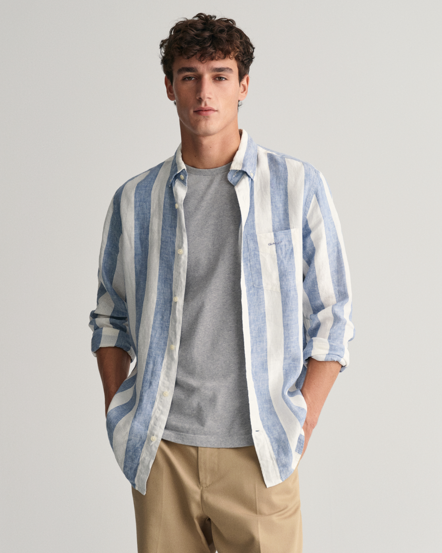 Regular Fit Bold Striped Linen Shirt