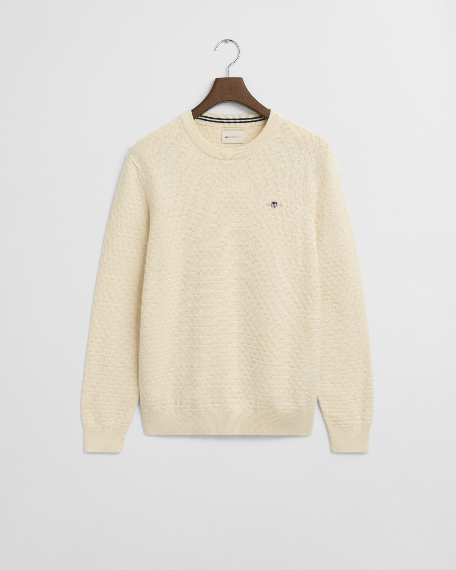 Micro Textured Crew Neck Sweater - GANT