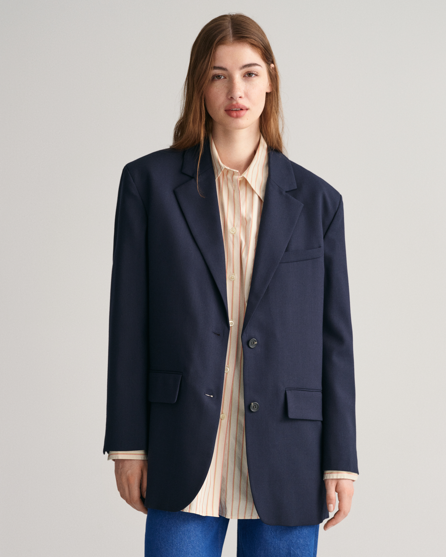 Olyvenn Sales Women's Fashion Solid Button Suit Coat Lapel Long Sleeve  Hatless Casual Coat/Jacket Oversized Work Office Business Blazer for Teen  Girls Love Blue 12 