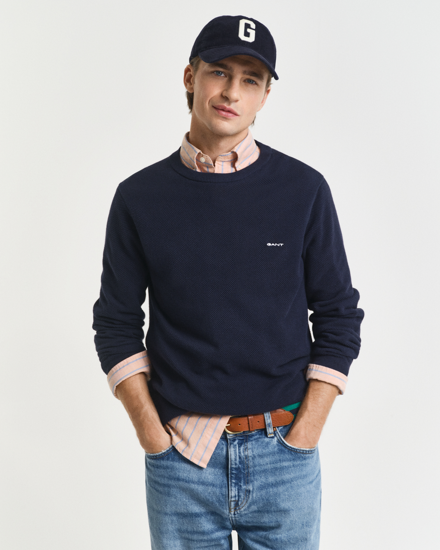 Cotton Piqué Crew Neck Sweater - GANT