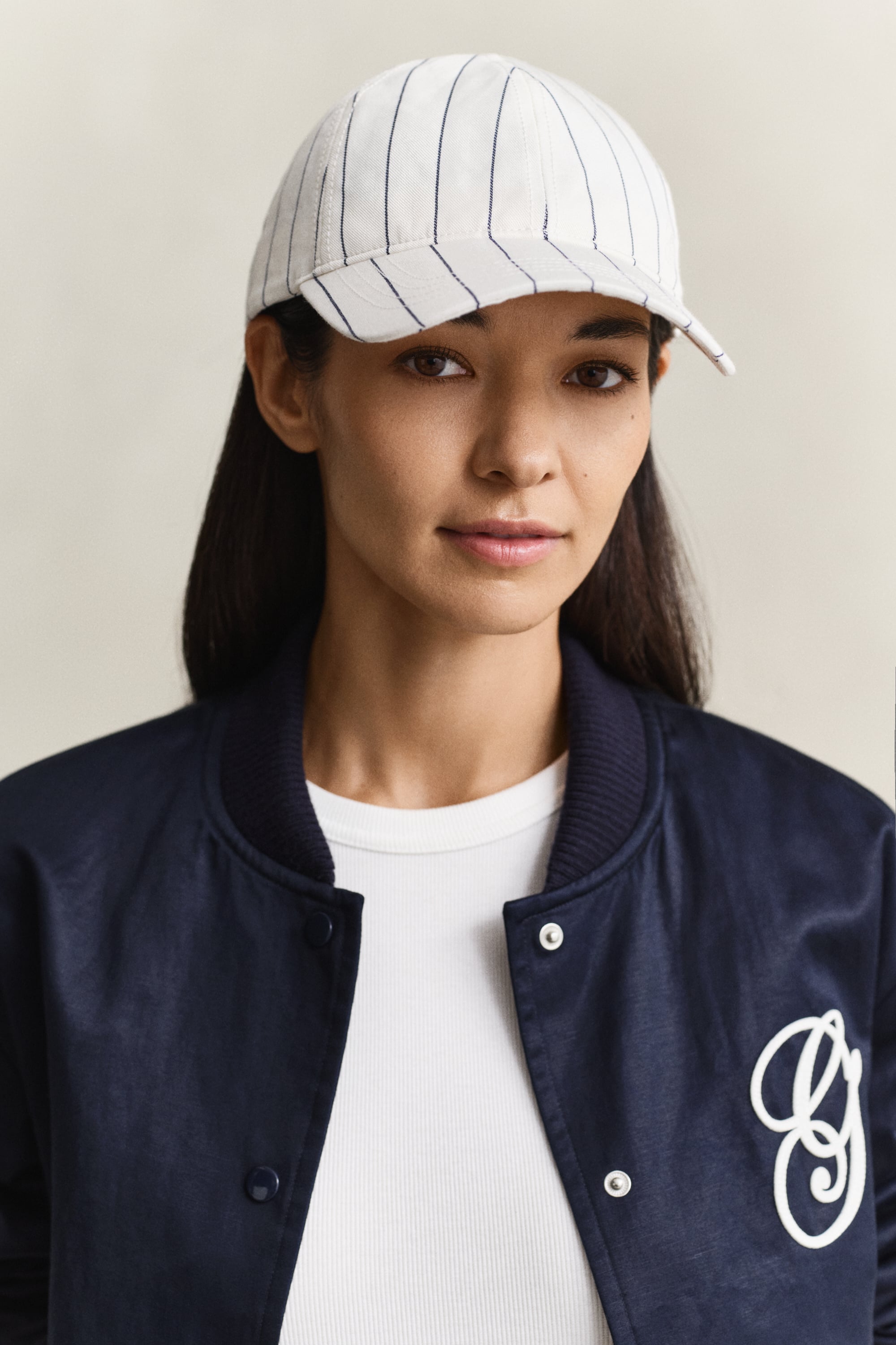 Gant Striped Linen Blend Cap In White