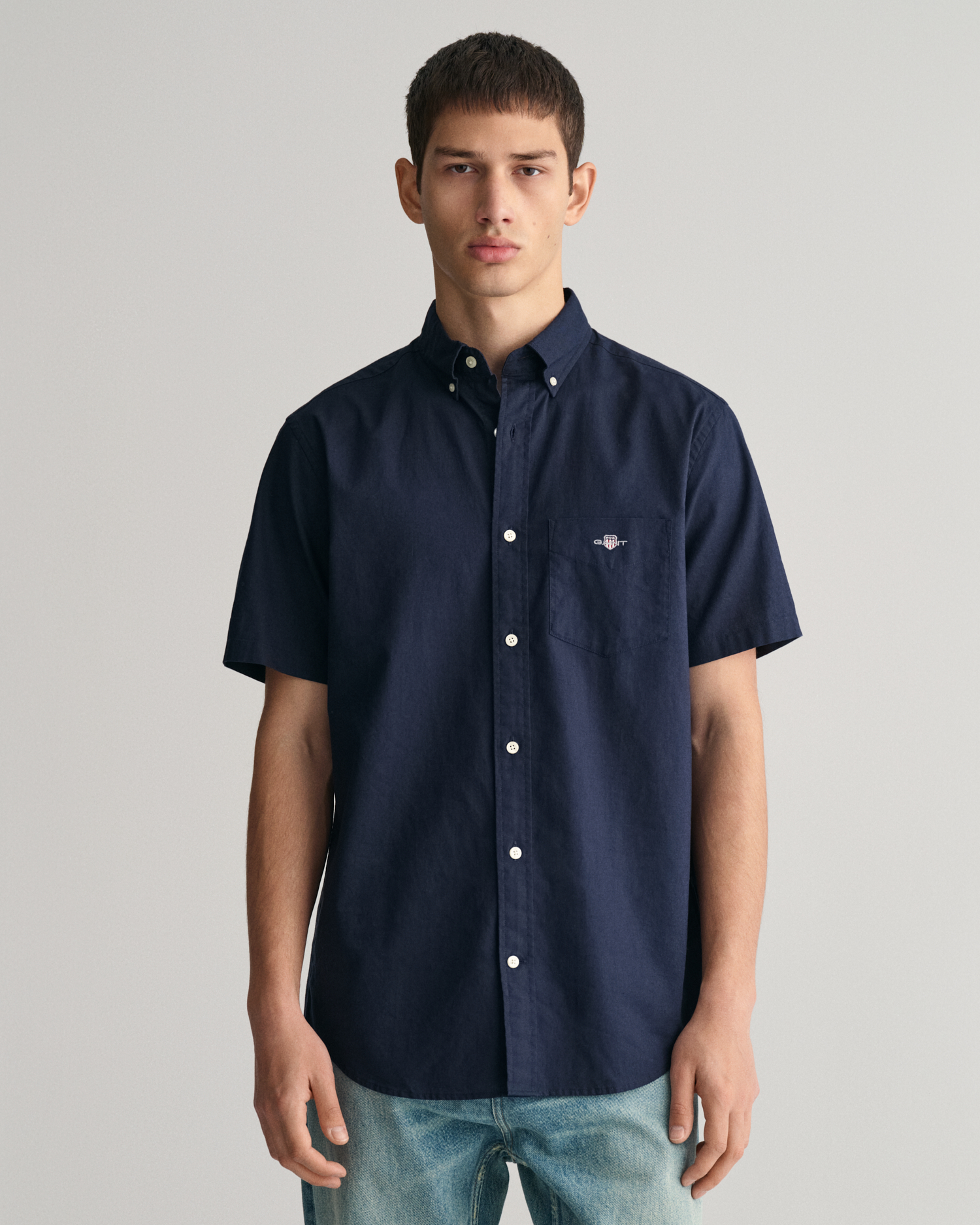 Regular Fit Cotton Linen Short Sleeve Shirt - GANT