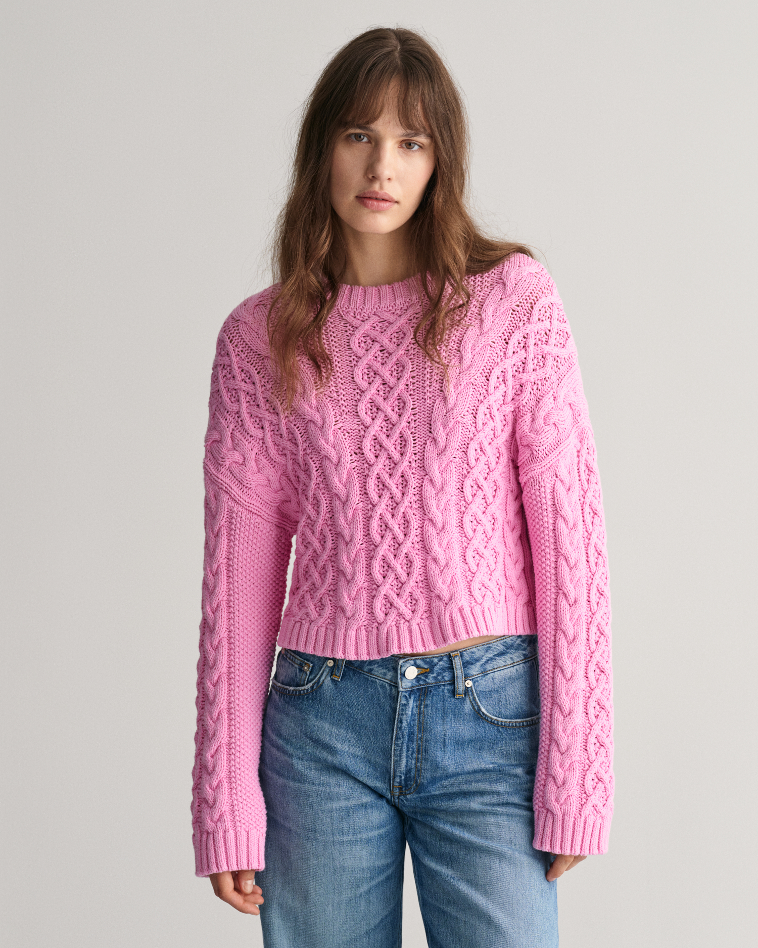 Cable Knit Crew Neck Sweater
