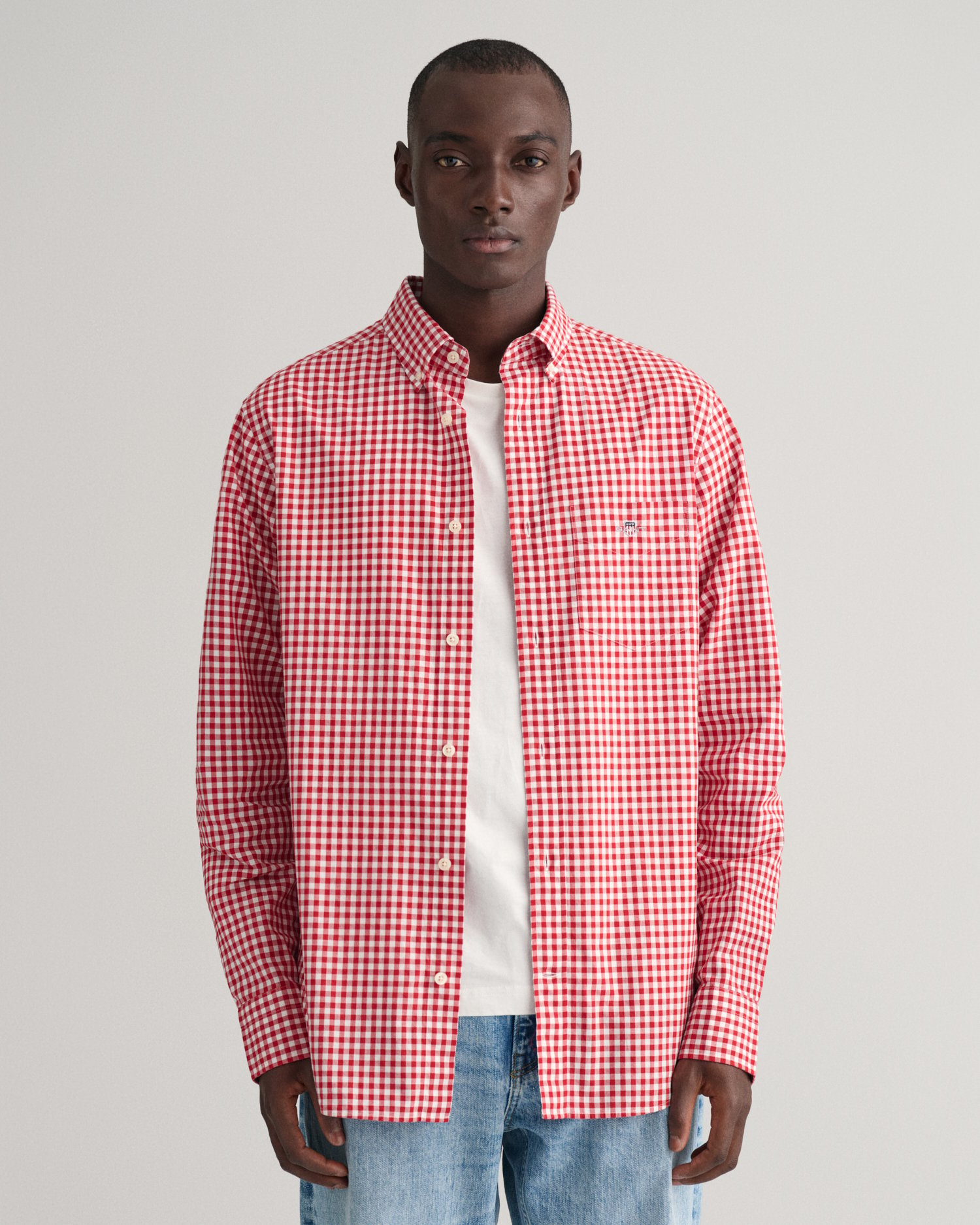 Gingham shirt clearance red