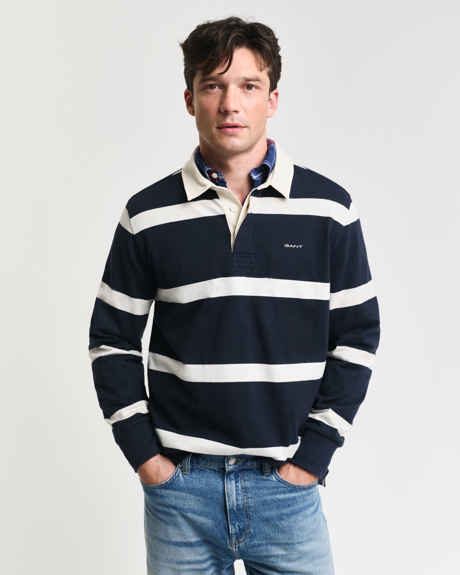Uniqlo x JW Anderson Boxy Rugger Polo Shirt Striped Blue White Navy 2025  Woman