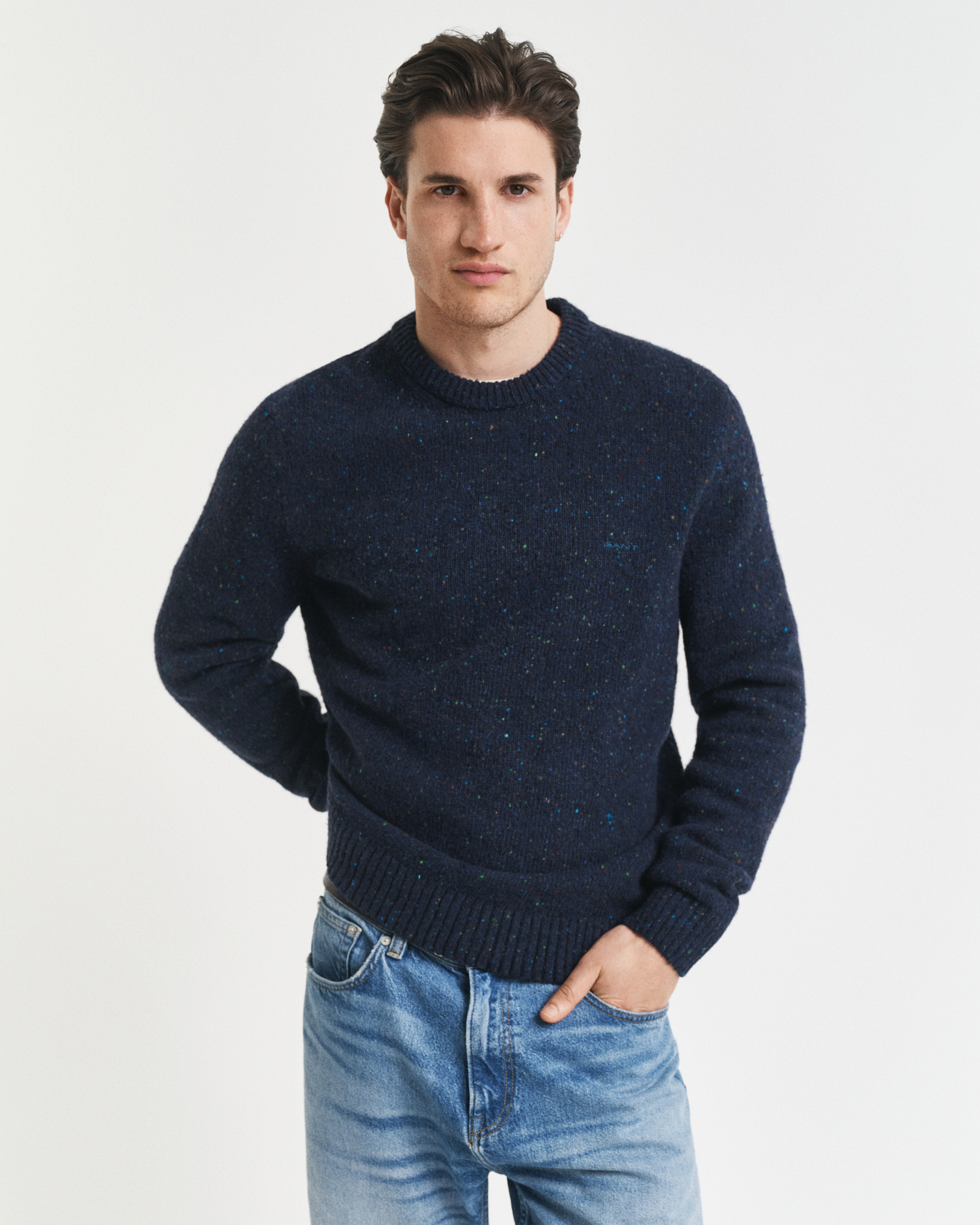 Wool Blend Nepps Crew Neck Sweater - GANT