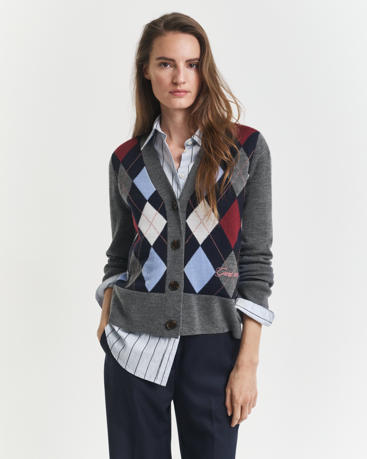 Argyle V-Neck Cardigan - GANT