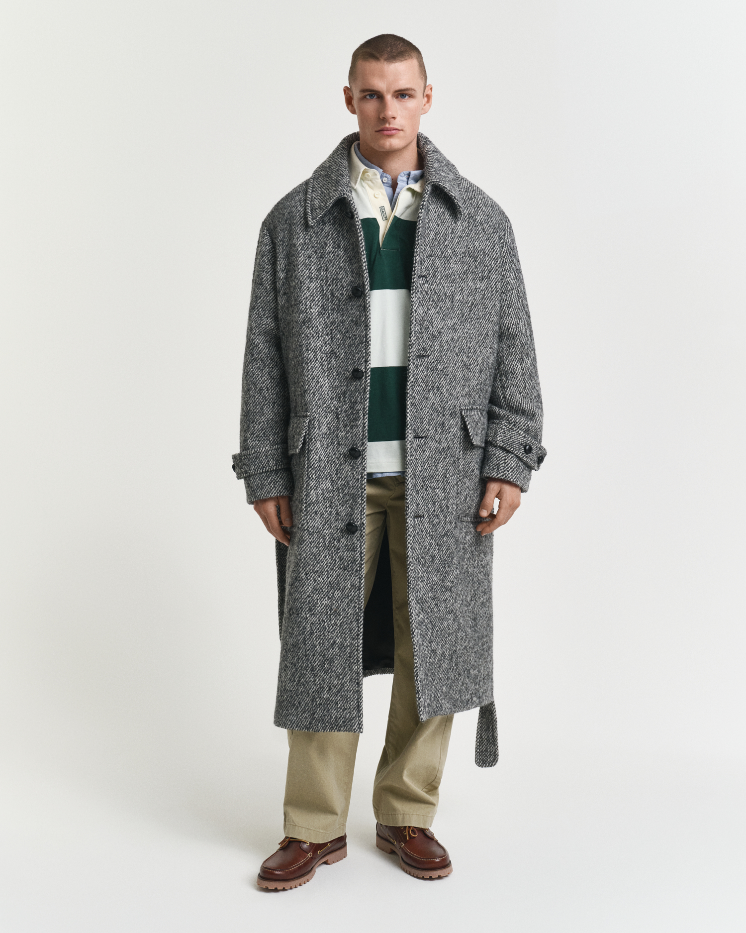 ジャケット・アウター andwang Twinkle Button Tweed Coat gray Tweed Wool Coat - GANT
