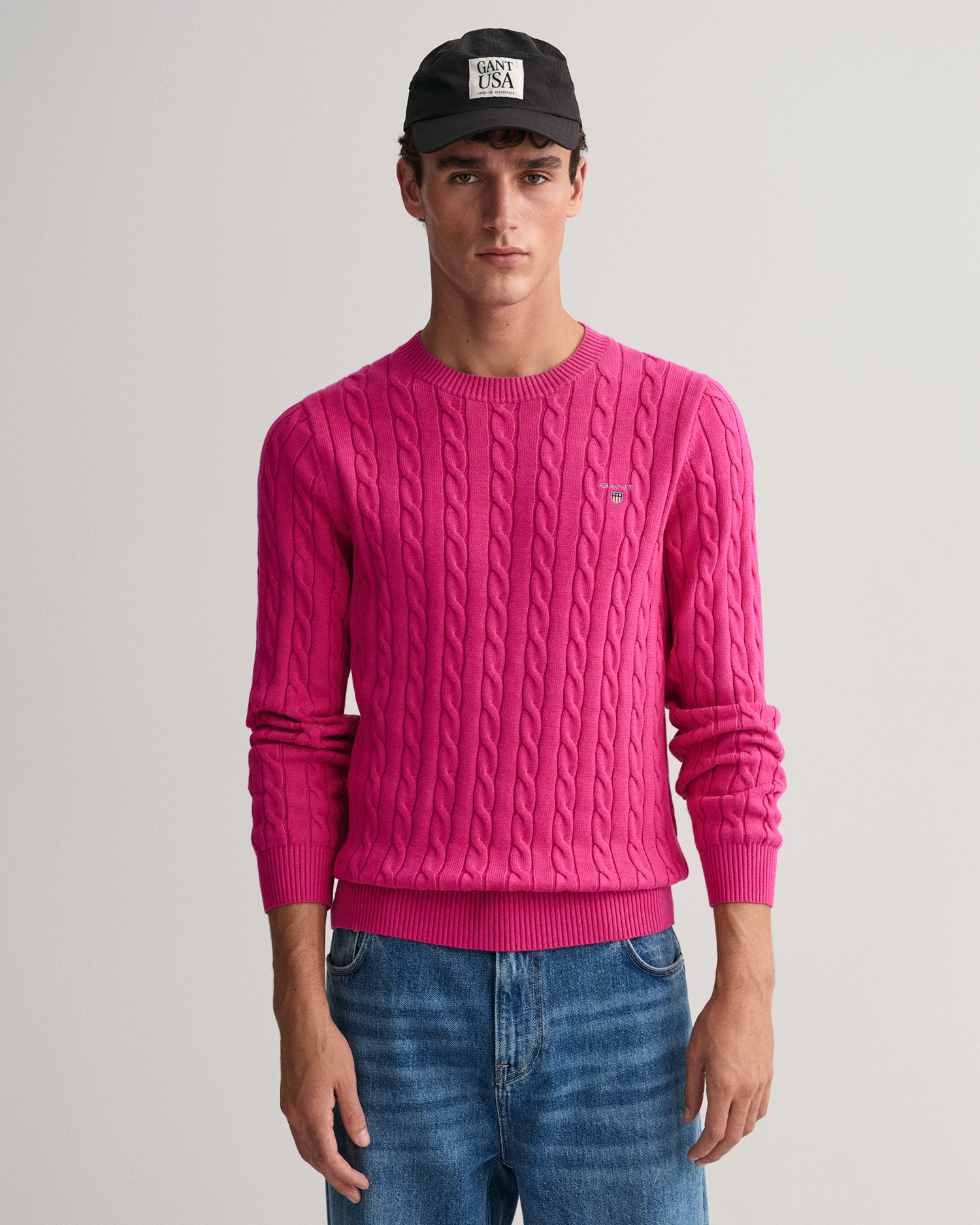 Cable Knit Neck Sweater - GANT