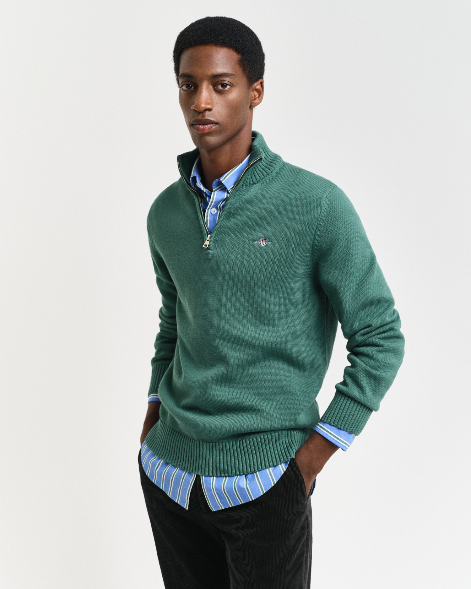 Gant D1 Casual Cotton Halfzip Maglione Uomo - Vino Rosso, Cotone, Mezza Cerniera