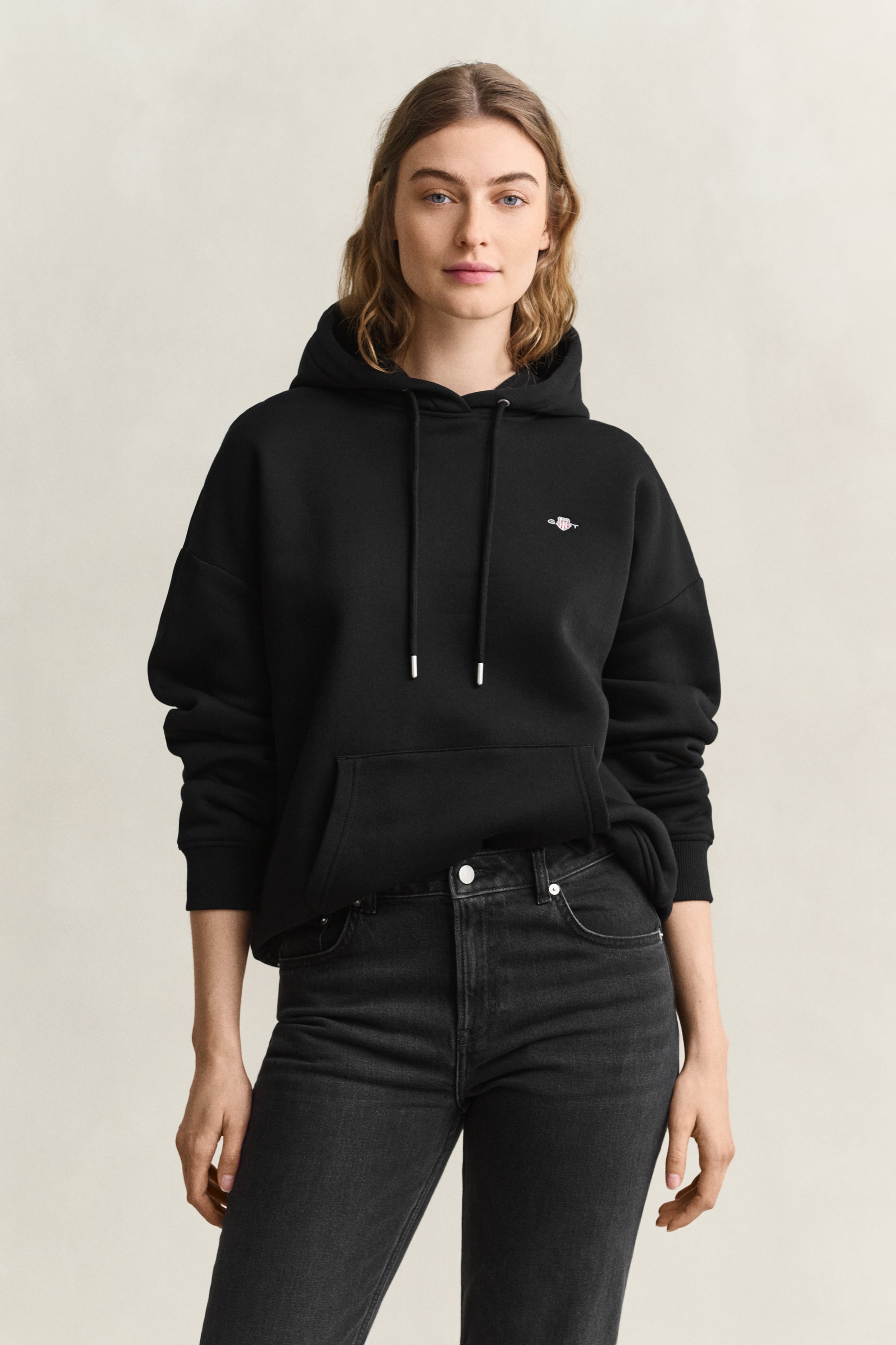 Gant Shield Hoodie In Black