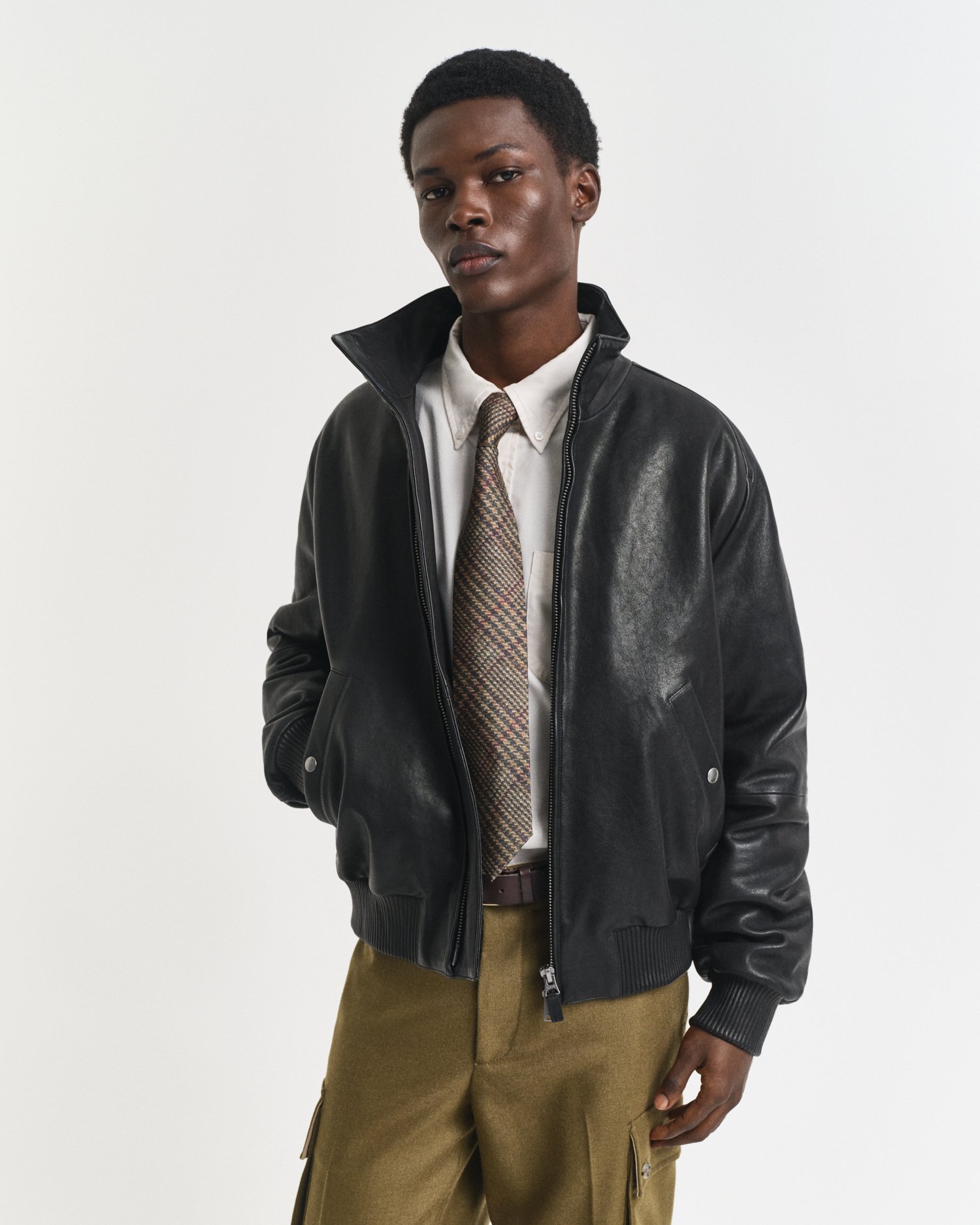 Leather Harrington Jacket - GANT